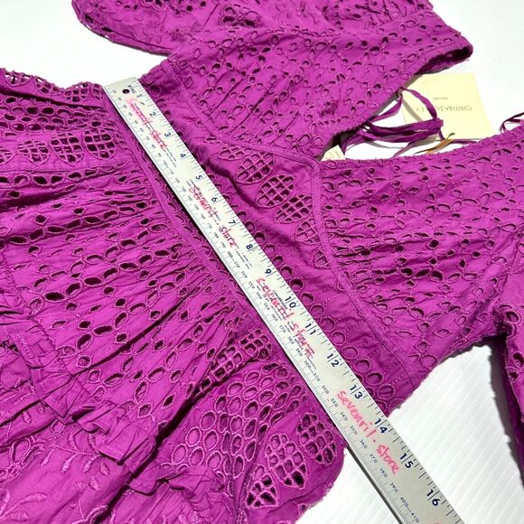 Cynthia Rowley Fit & Flare Mini Dress Women's 6 Purple Eyelet Embroidered NWT - Picture 7 of 11
